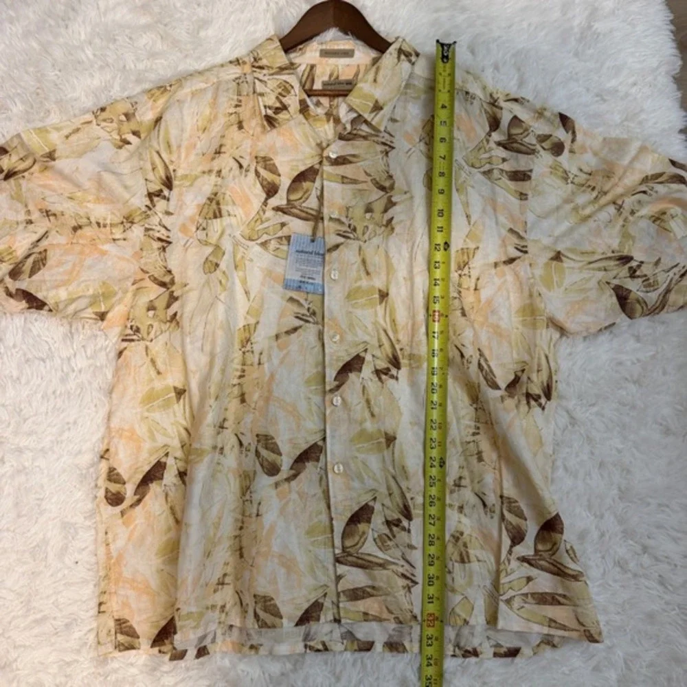 Natural Blue Button Up Shirt Mens 3X Melon BT Linen‎ Blend Tropical Floral NEW